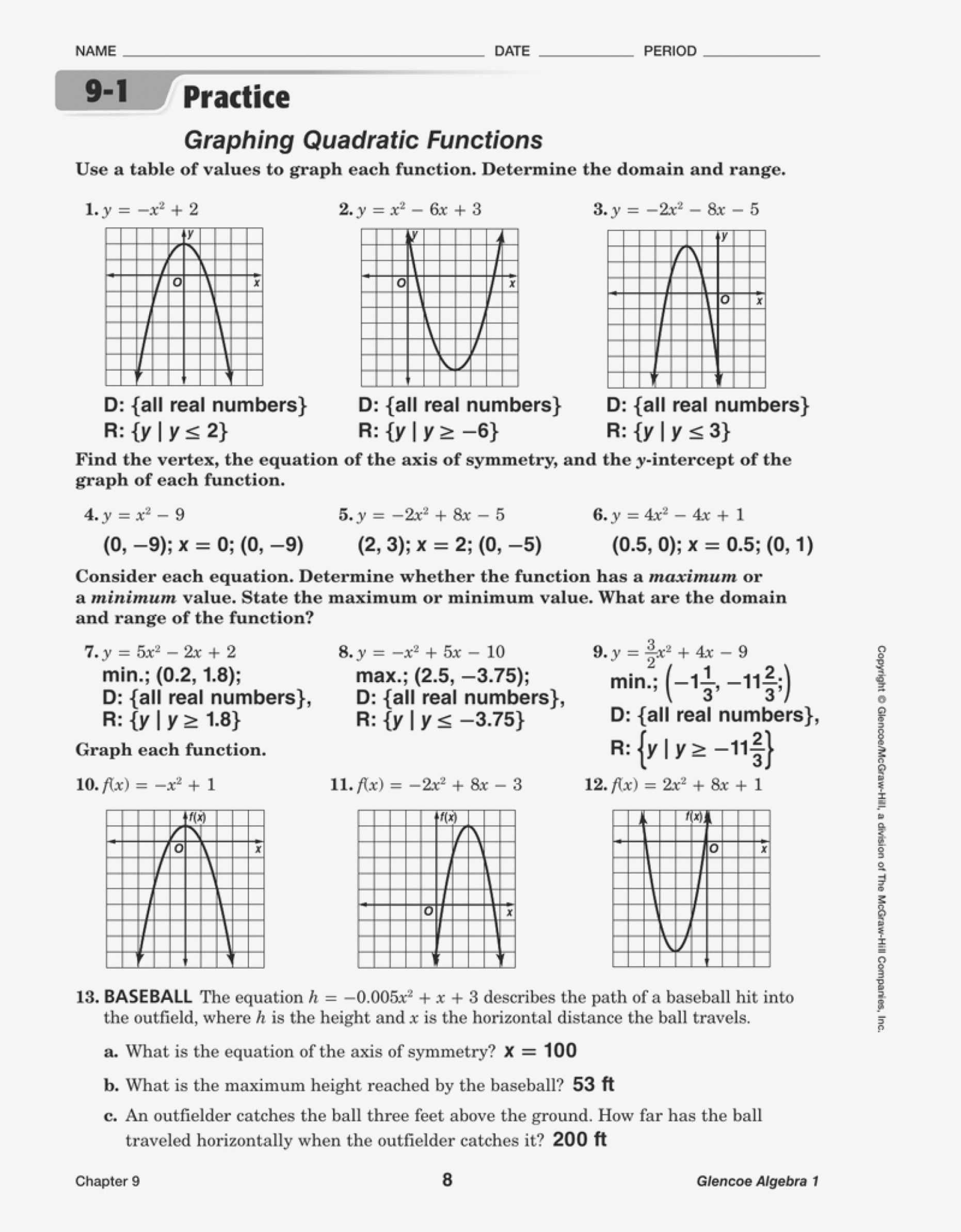 80 Printable Graphing Quadratic Review Worksheet 22