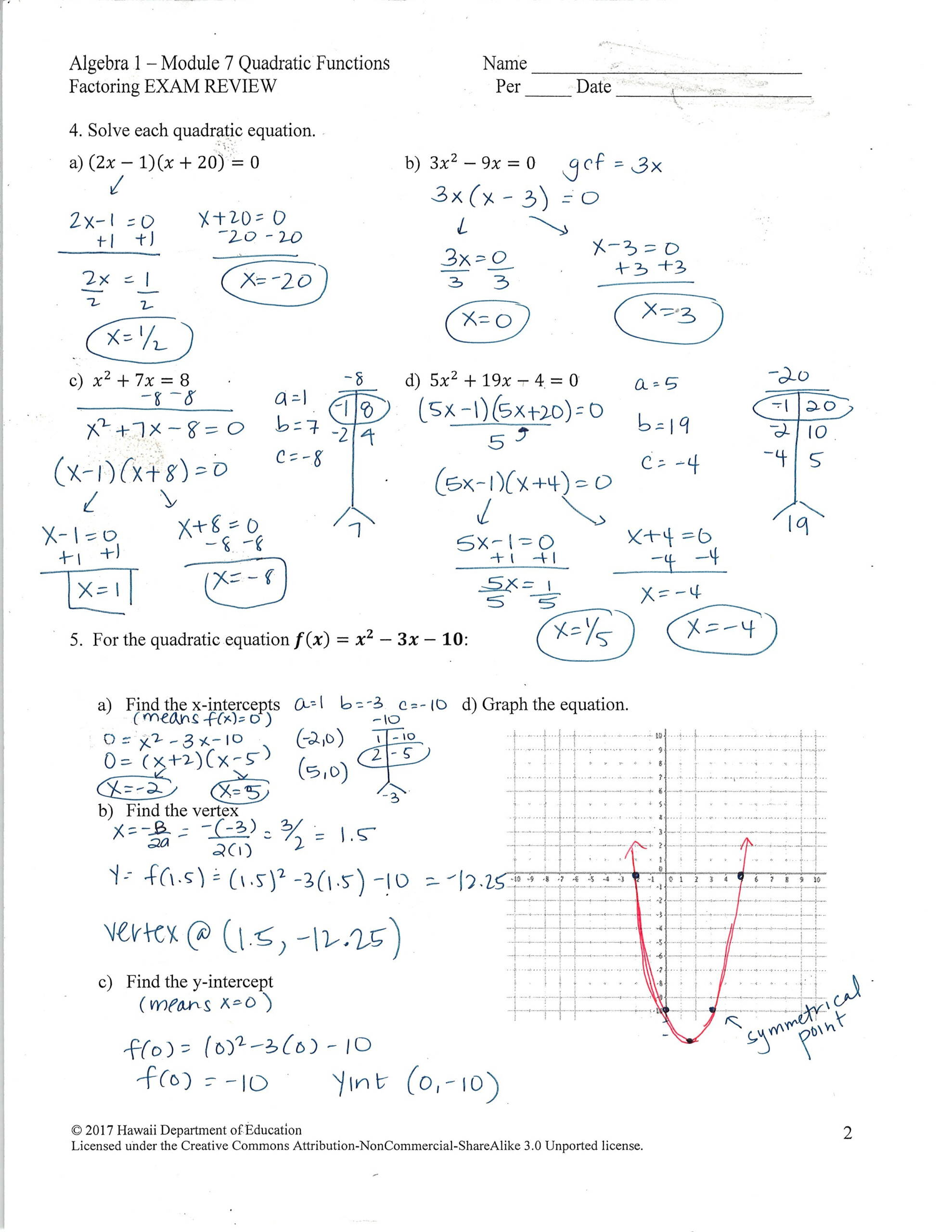 80 Printable Graphing Quadratic Review Worksheet 49