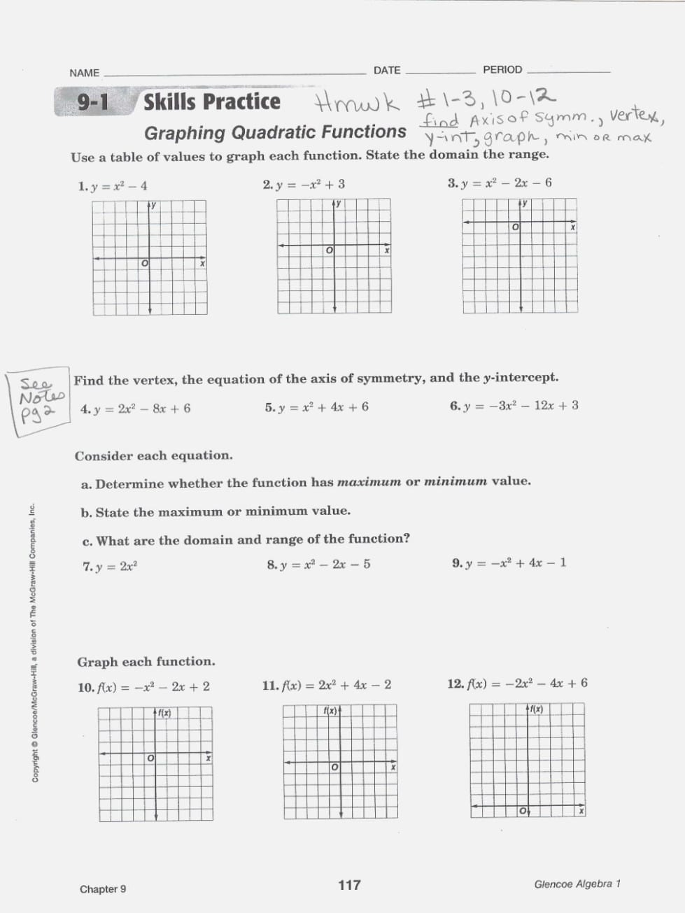 80 Printable Graphing Quadratic Review Worksheet 8