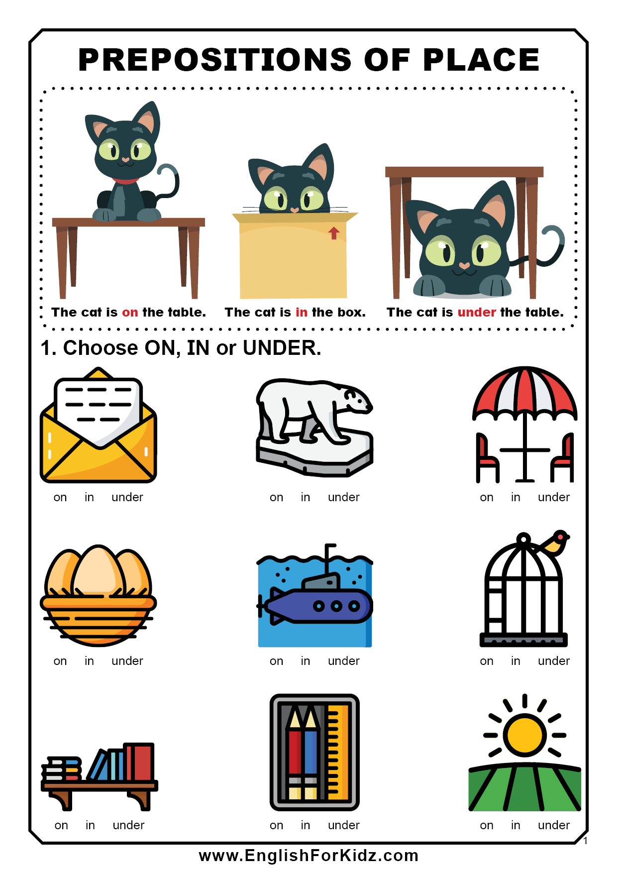 80 Printable In On Preposition Worksheets 1