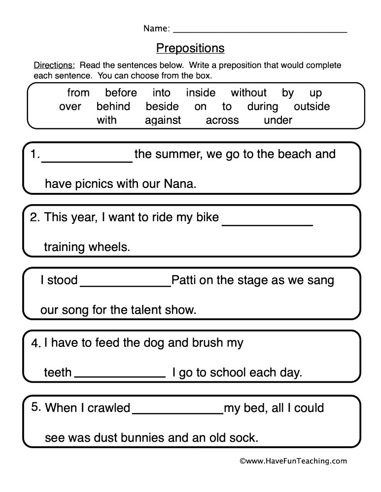 80 Printable In On Preposition Worksheets 36