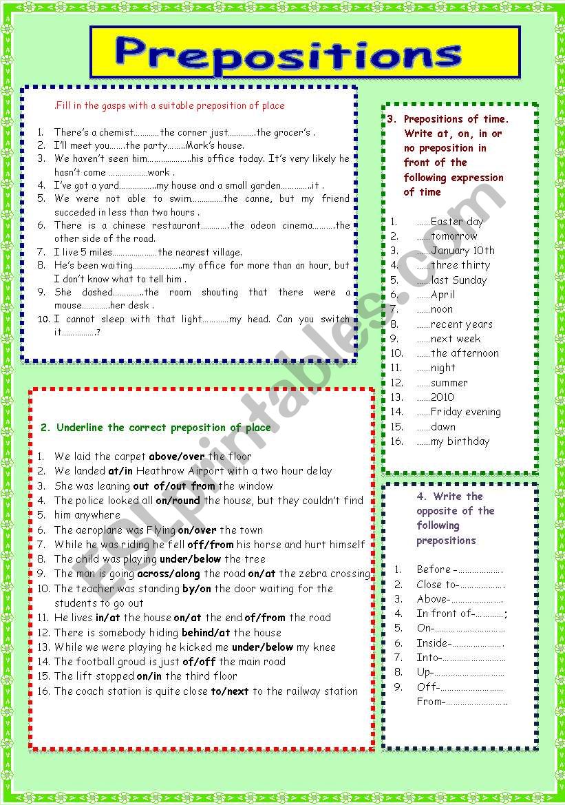 80 Printable In On Preposition Worksheets 37