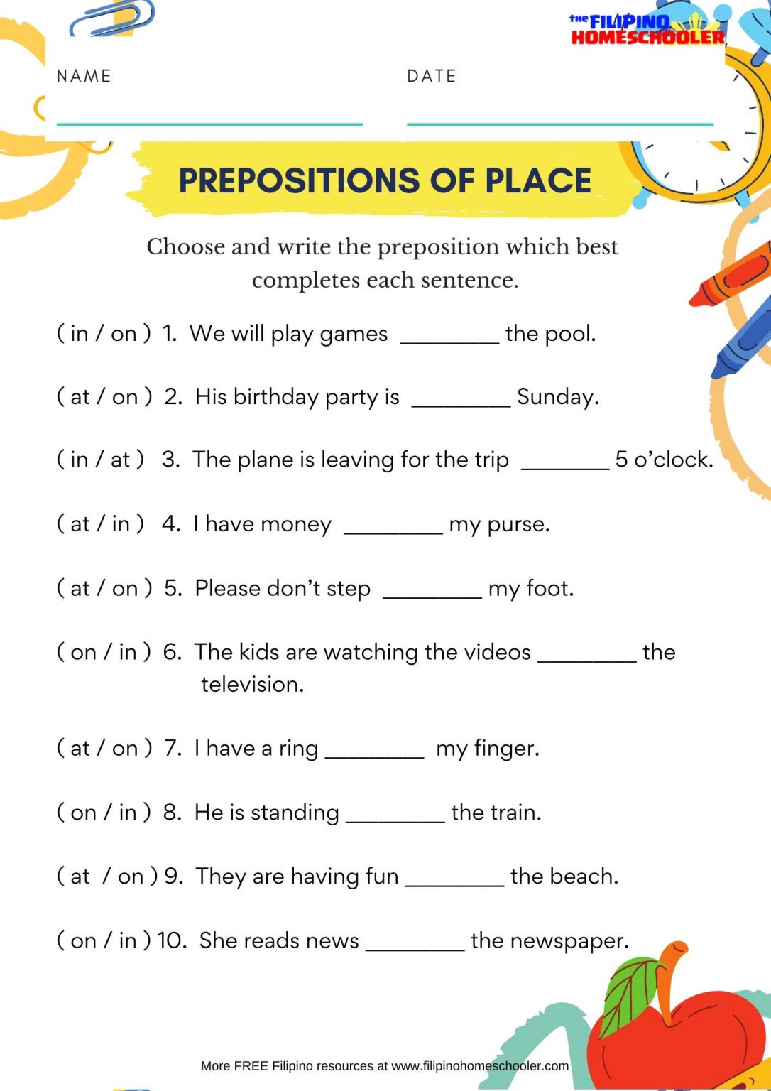 80 Printable In On Preposition Worksheets 4