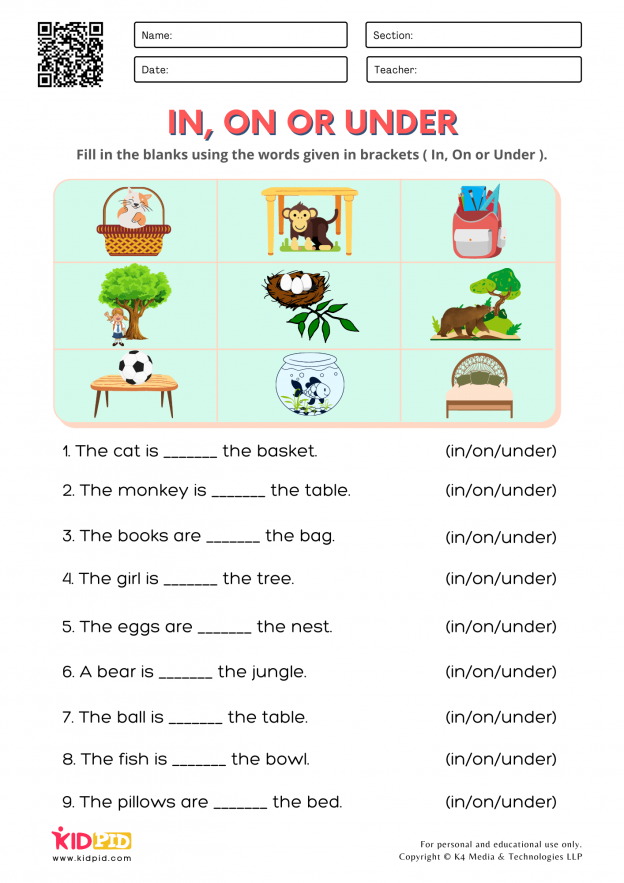 80 Printable In On Preposition Worksheets 67