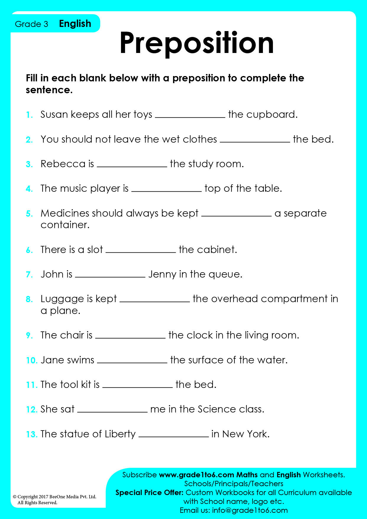 80 Printable In On Preposition Worksheets 7