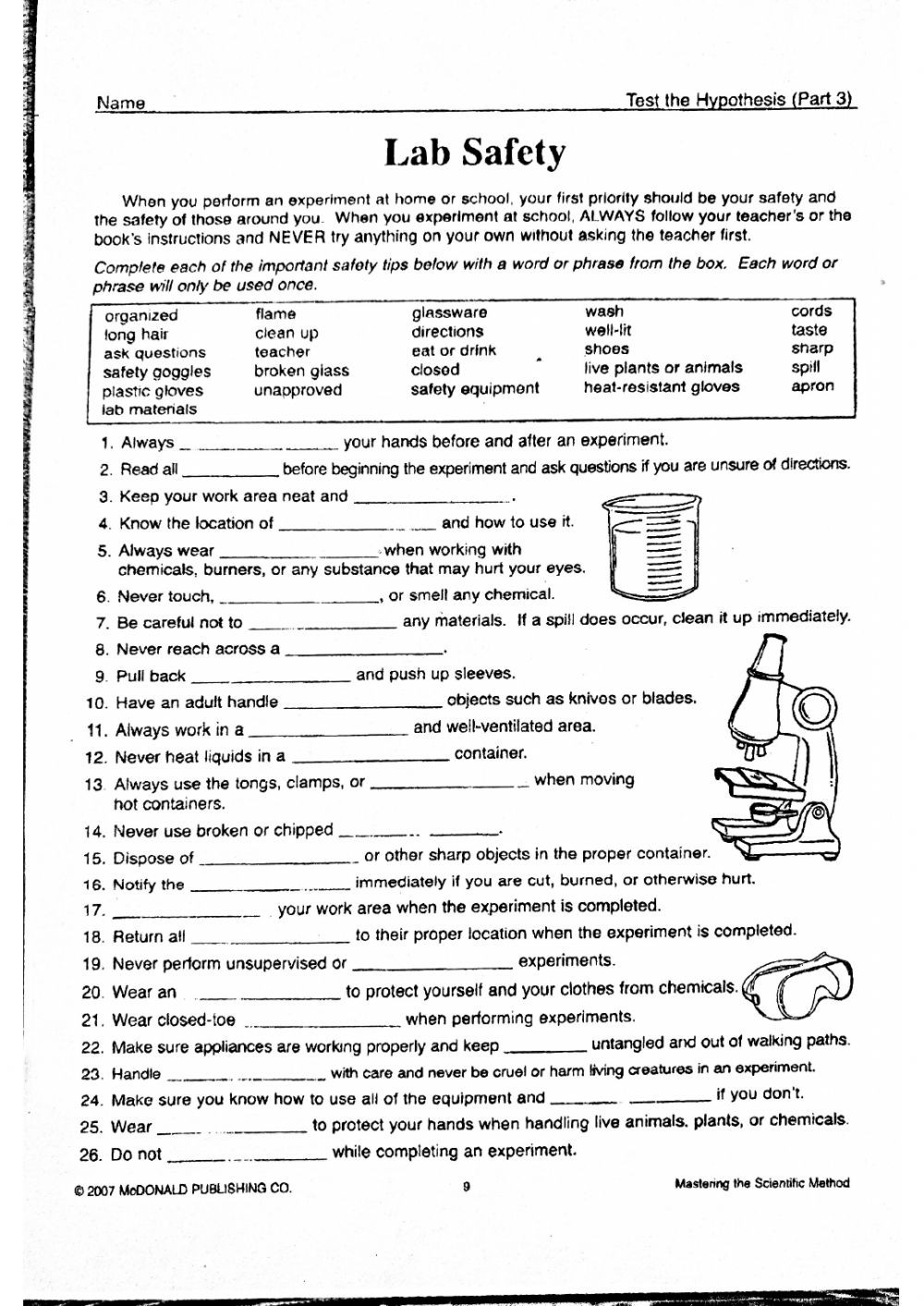 80 Printable Lab Safety Worksheet Answers 33