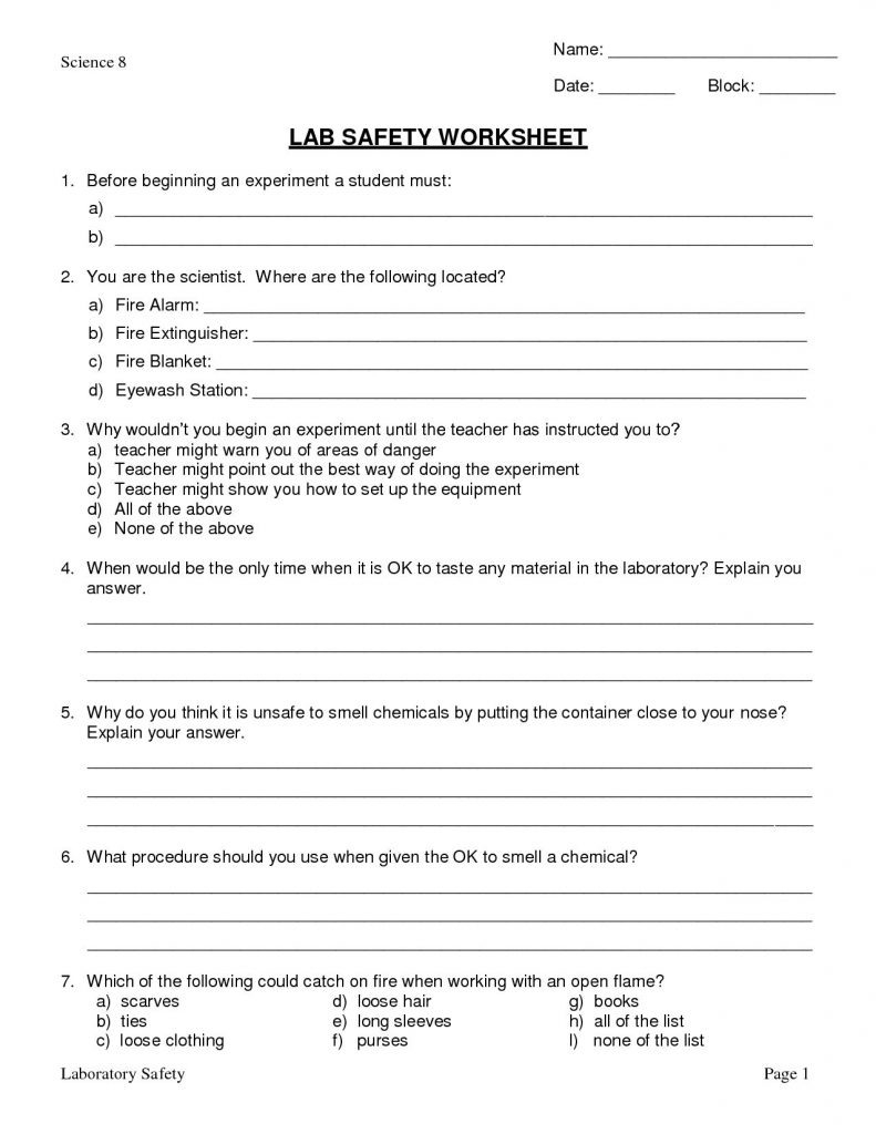 80 Printable Lab Safety Worksheet Answers 48