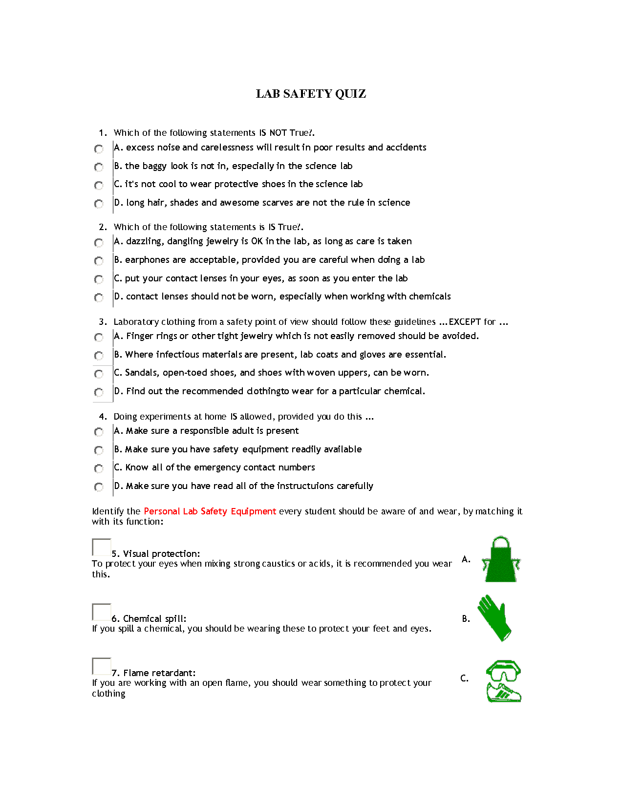 80 Printable Lab Safety Worksheet Answers 73