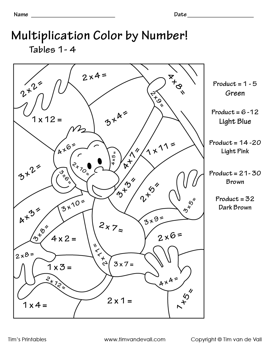 80 Printable Multiplication Worksheets To Color 1