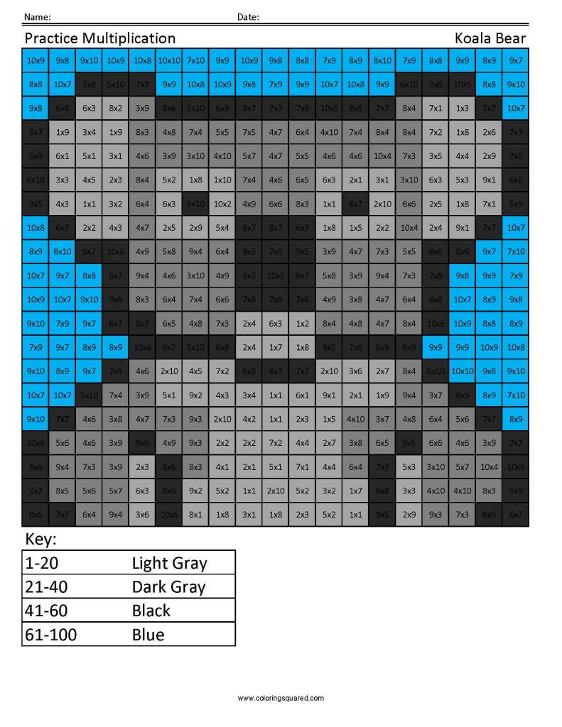 80 Printable Multiplication Worksheets To Color 27