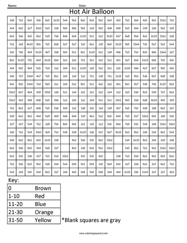 80 Printable Multiplication Worksheets To Color 55