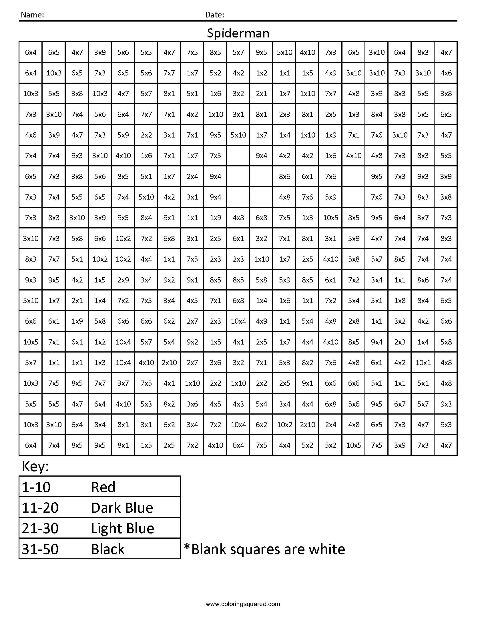 80 Printable Multiplication Worksheets To Color 58