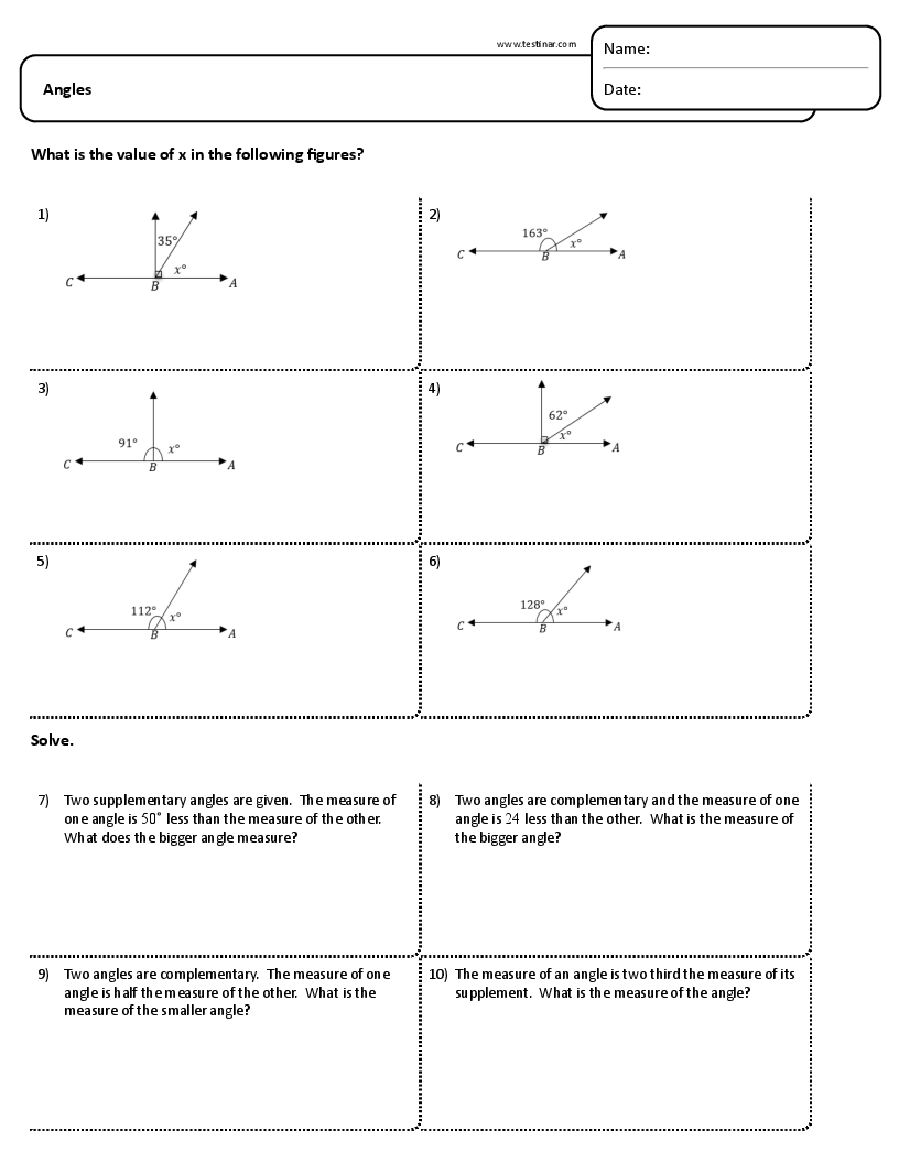 80 Printable Names Of Angles Worksheet 12