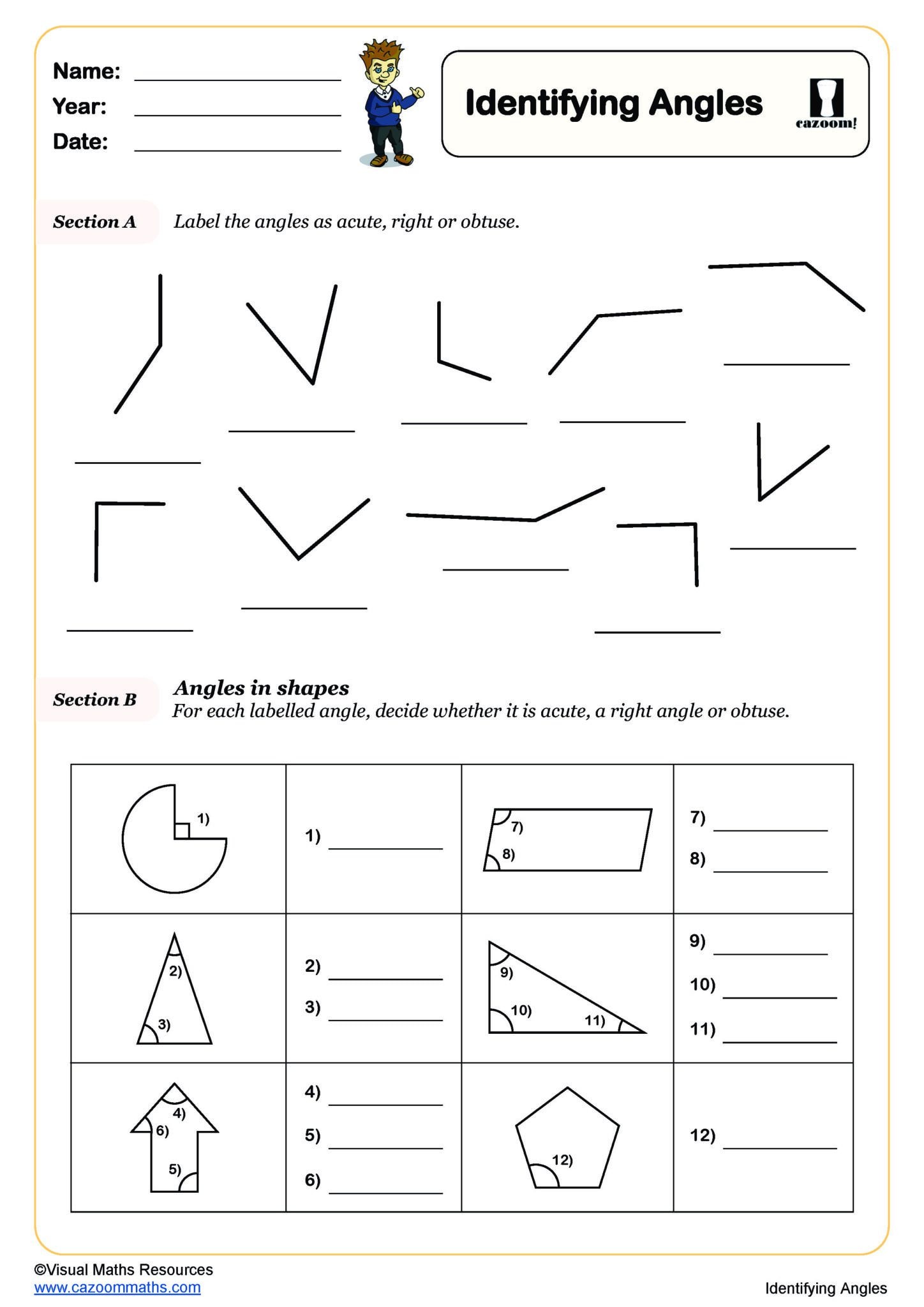 80 Printable Names Of Angles Worksheet 13