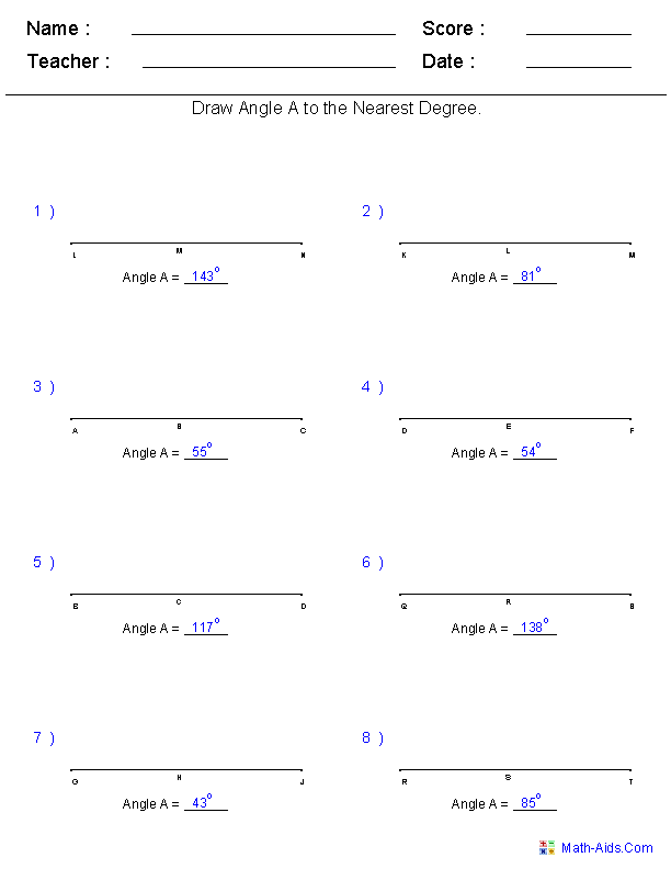 80 Printable Names Of Angles Worksheet 28