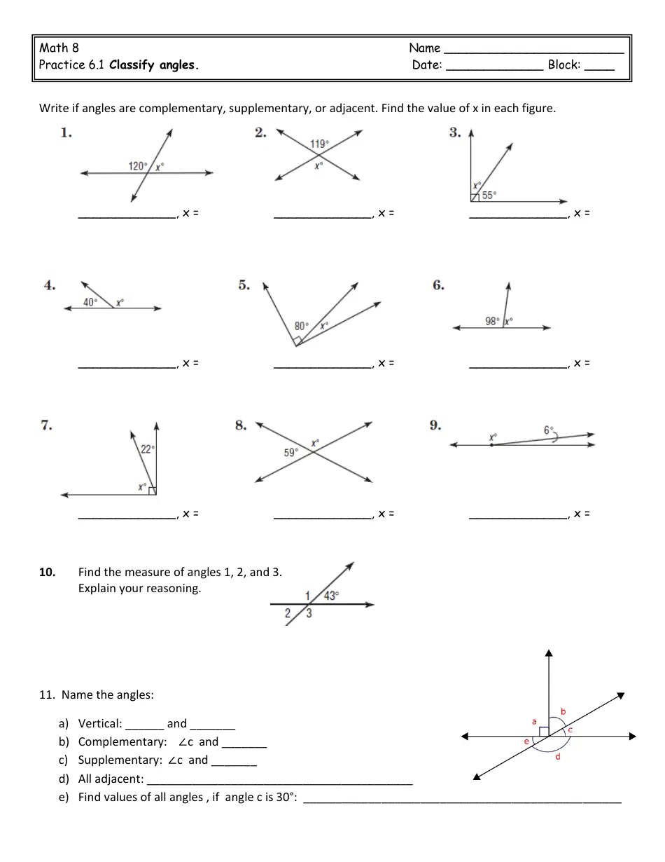 80 Printable Names Of Angles Worksheet 39