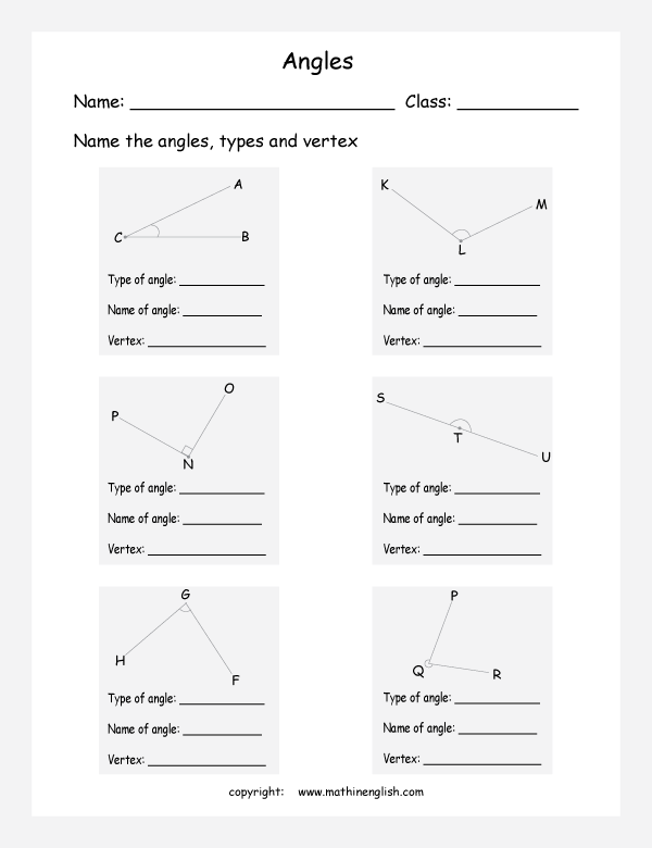 80 Printable Names Of Angles Worksheet 50