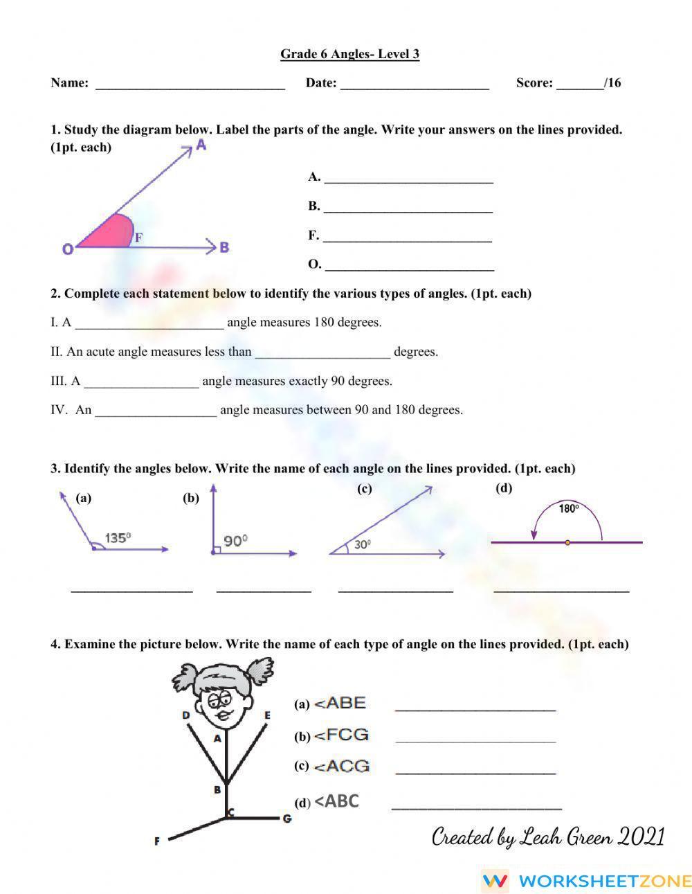 80 Printable Names Of Angles Worksheet 58