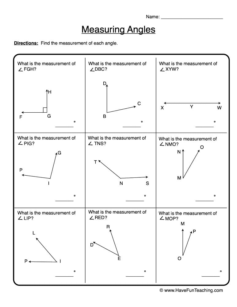 80 Printable Names Of Angles Worksheet 61