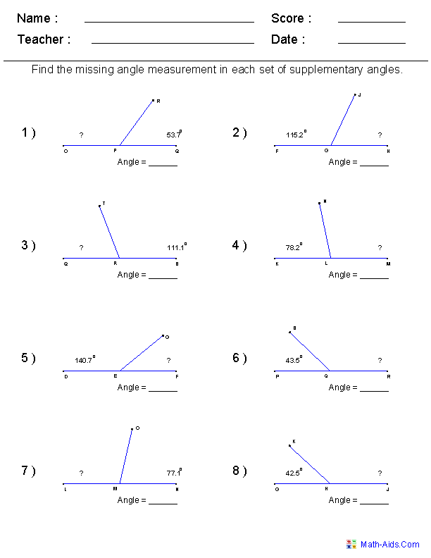 80 Printable Names Of Angles Worksheet 9