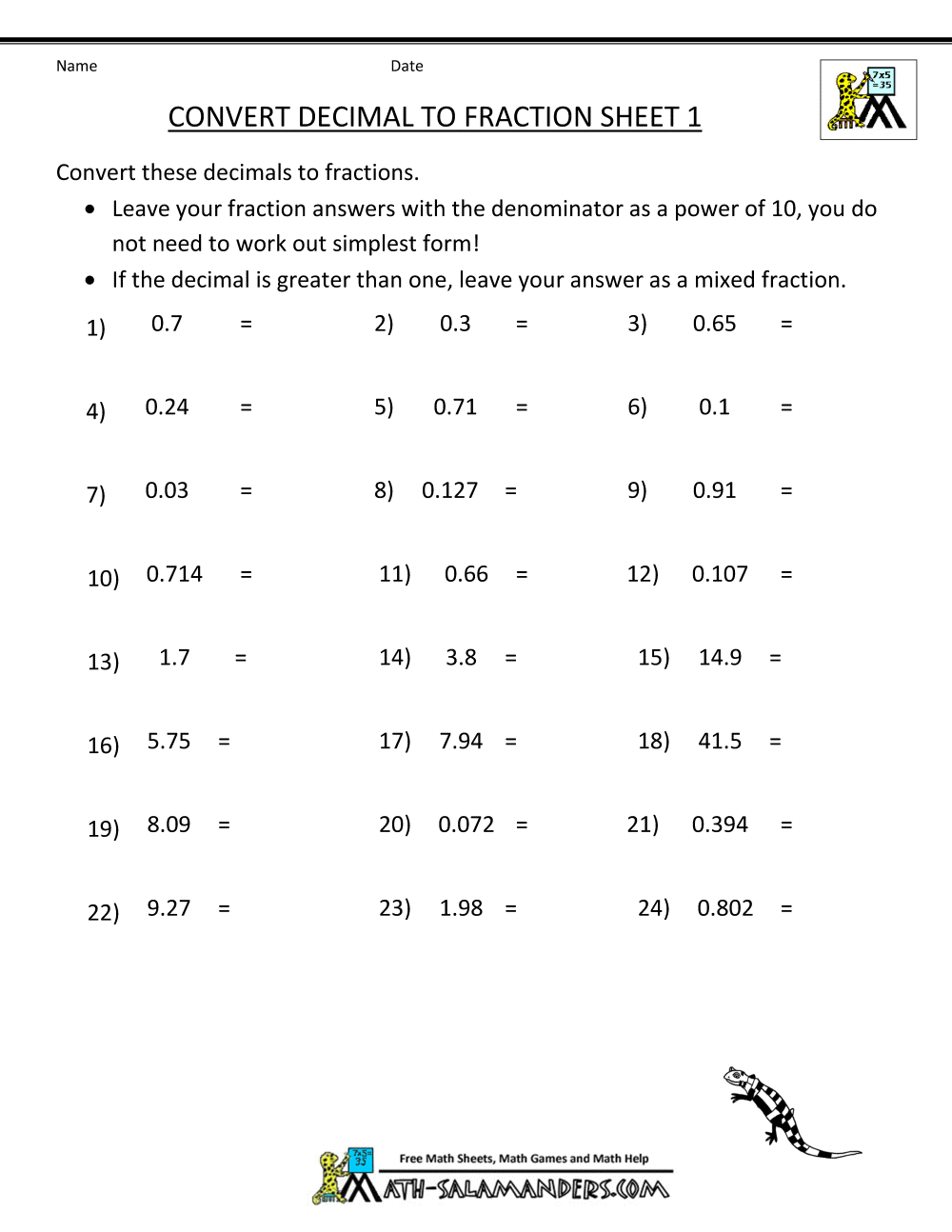 85 Decimal To Percent Worksheet 17