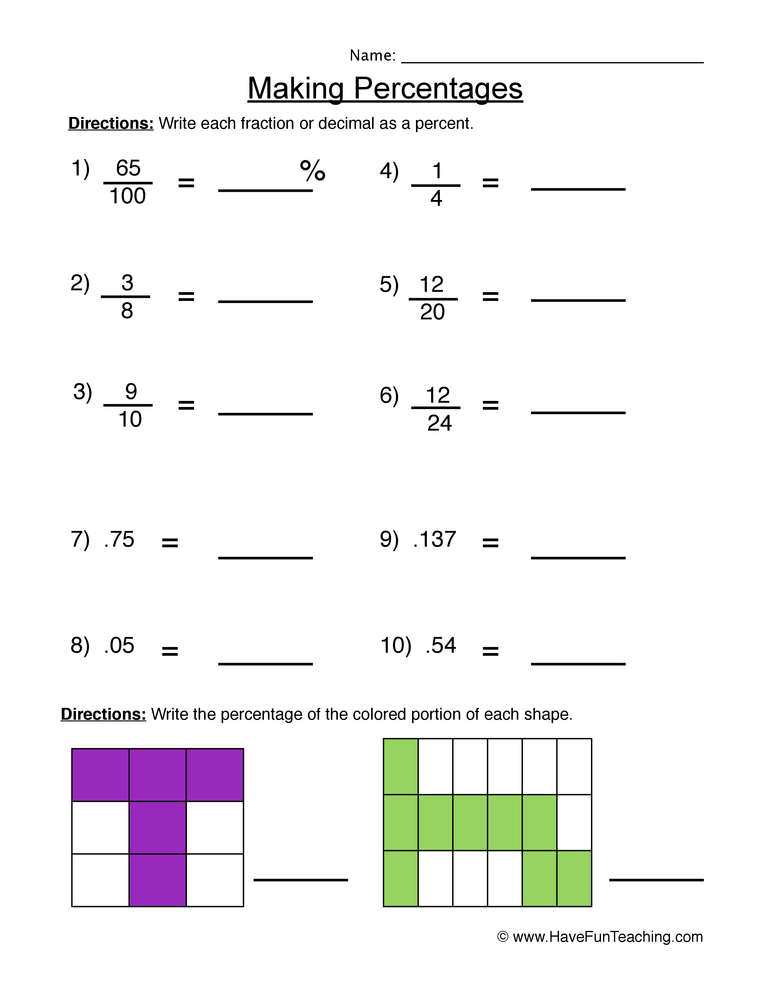 85 Decimal To Percent Worksheet 3