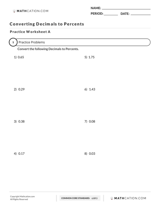 85 Decimal To Percent Worksheet 30