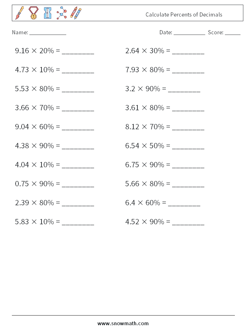 85 Decimal To Percent Worksheet 45