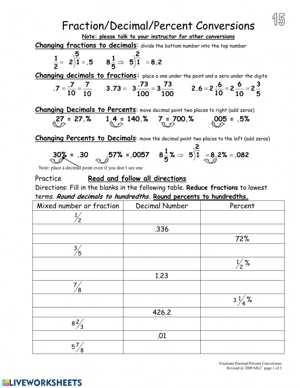 85 Decimal To Percent Worksheet 52