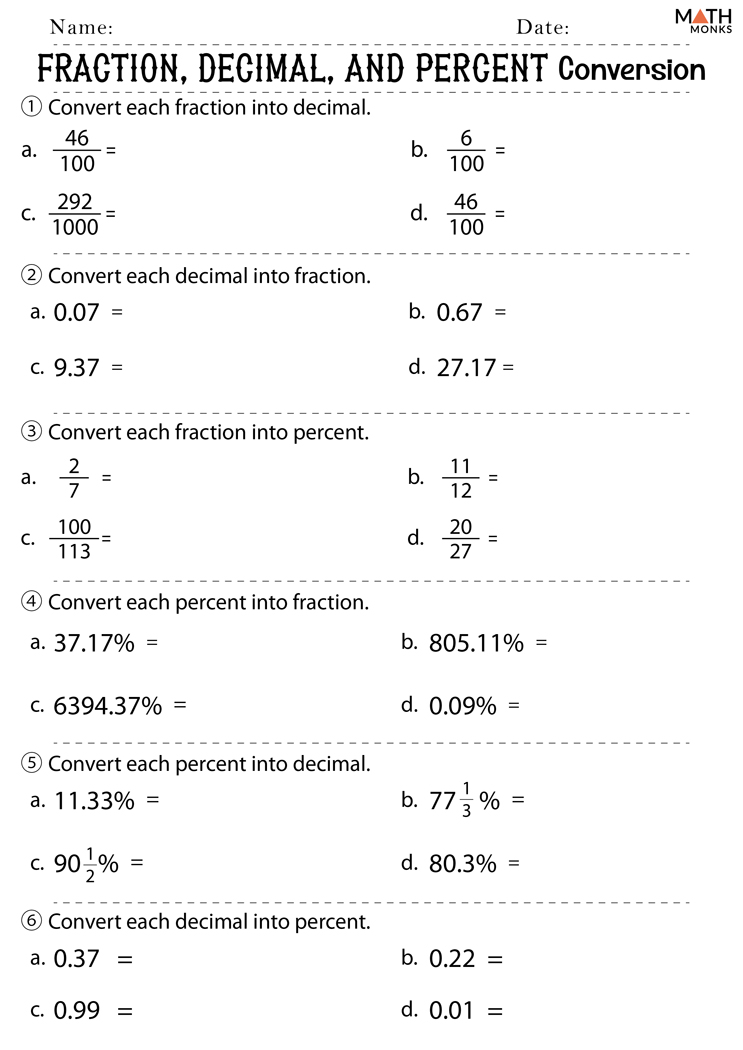 85 Decimal To Percent Worksheet 74