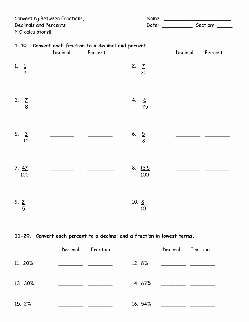 85 Decimal To Percent Worksheet 8