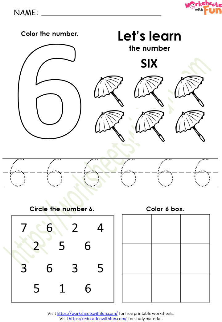 85 Number 6 Worksheet Preschool 3