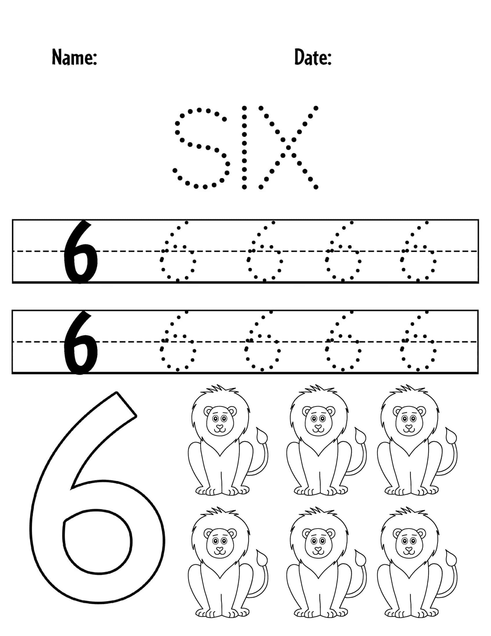 85 Number 6 Worksheet Preschool 47