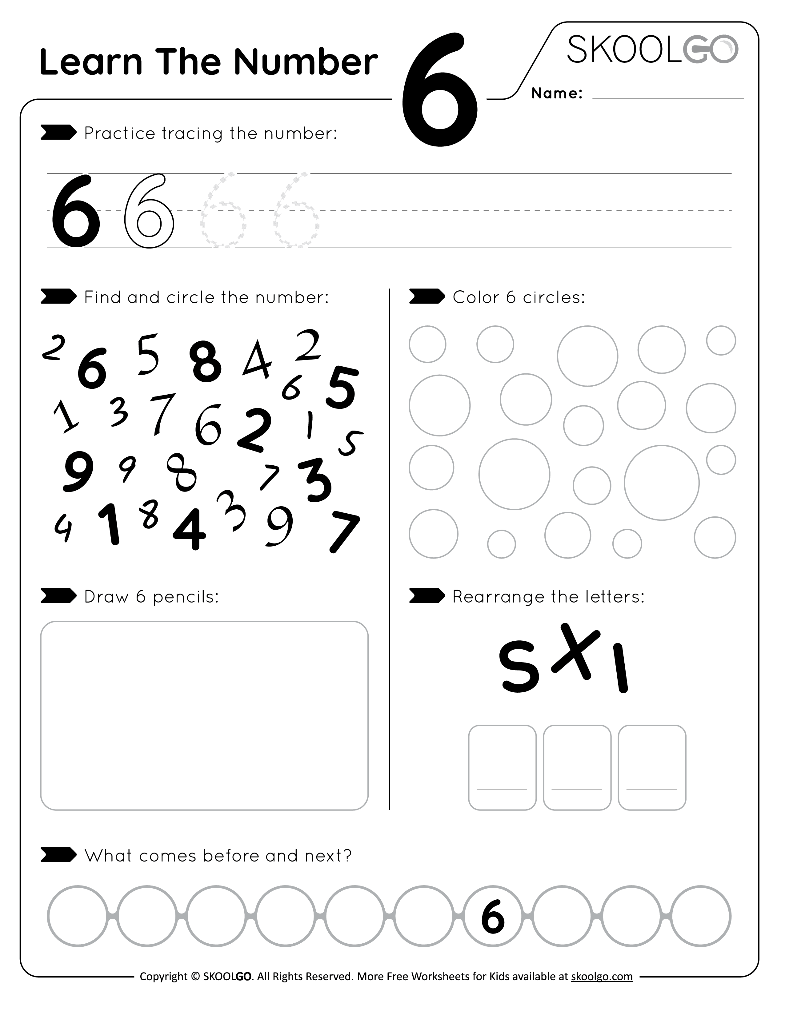 85 Number 6 Worksheet Preschool 69