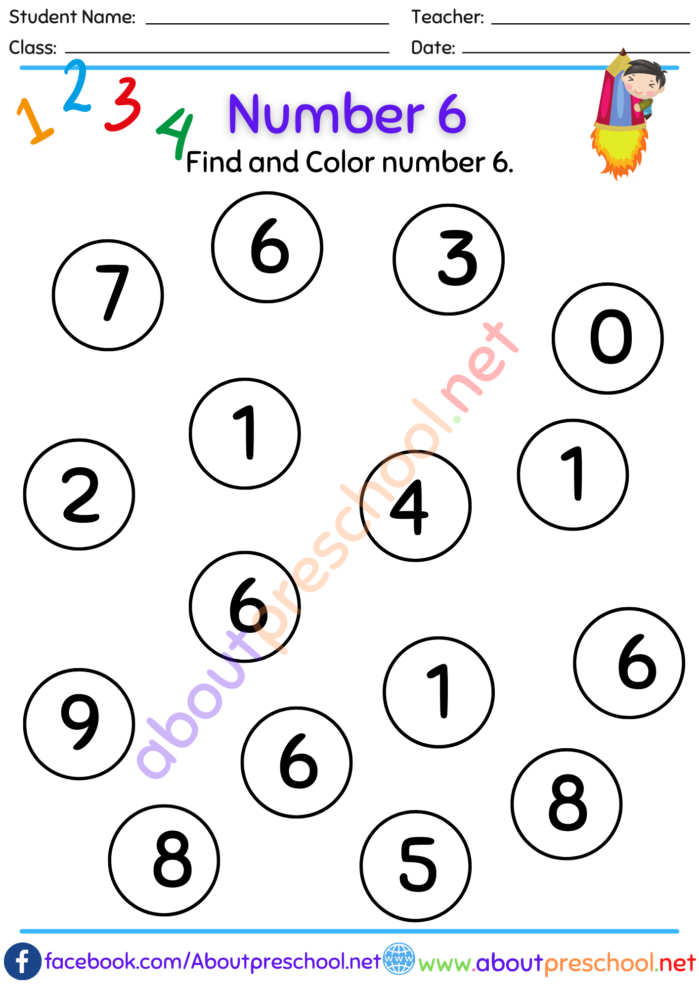 85 Number 6 Worksheet Preschool 83