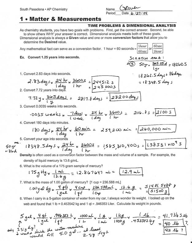 90 Dimensional Analysis Chemistry Worksheet 1