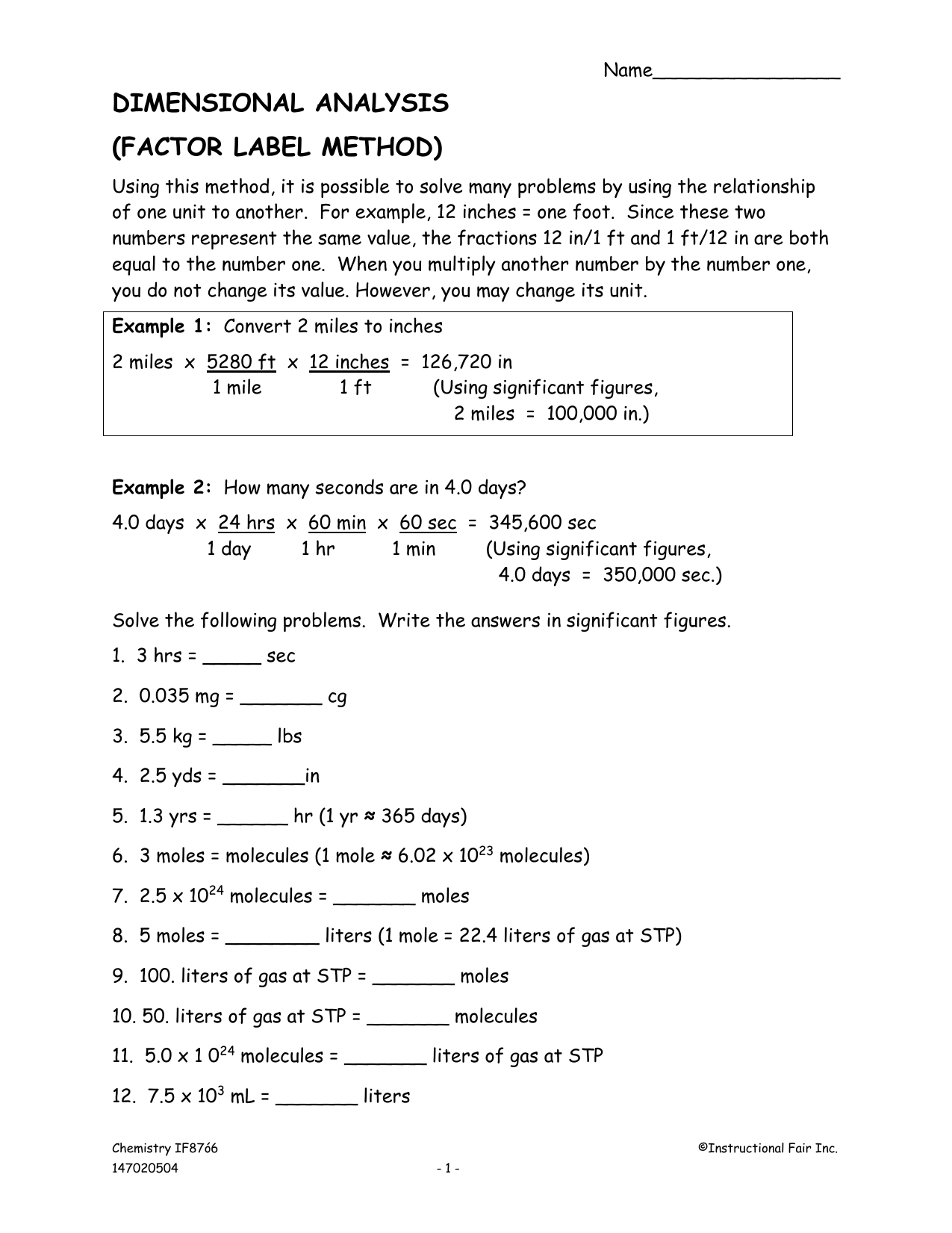 90 Dimensional Analysis Chemistry Worksheet 3