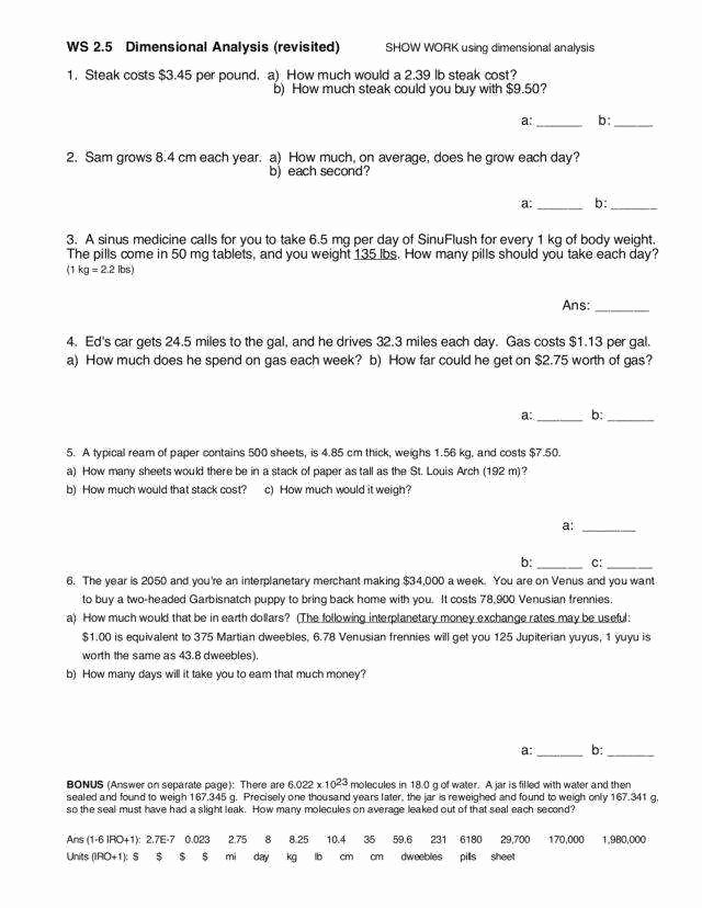 90 Dimensional Analysis Chemistry Worksheet 38