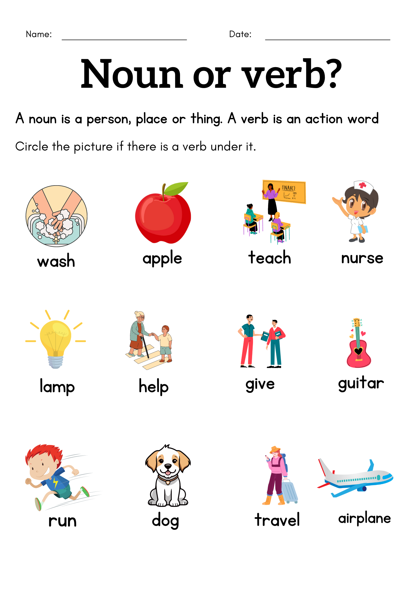 90 Noun And Verb Worksheets 10