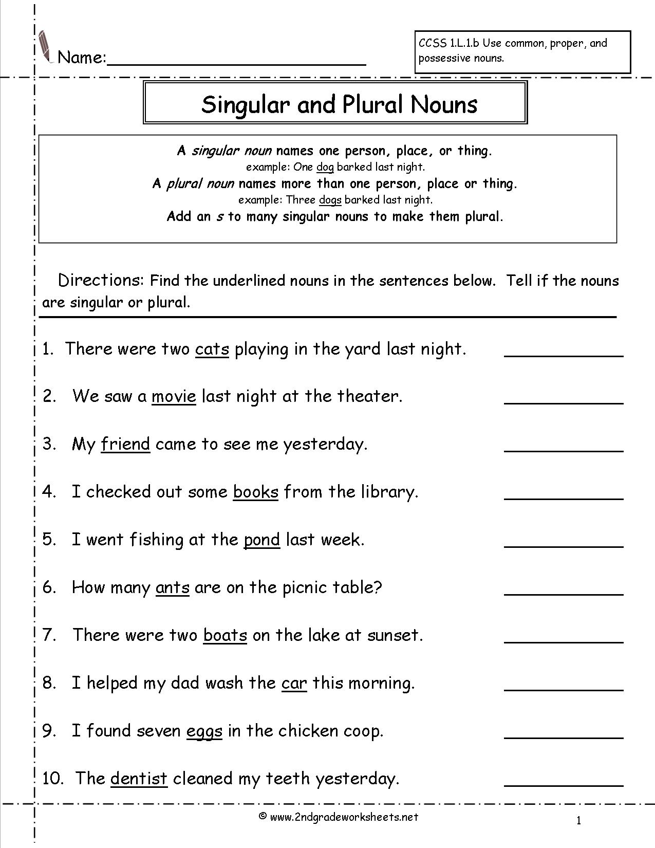 90 Noun And Verb Worksheets 20