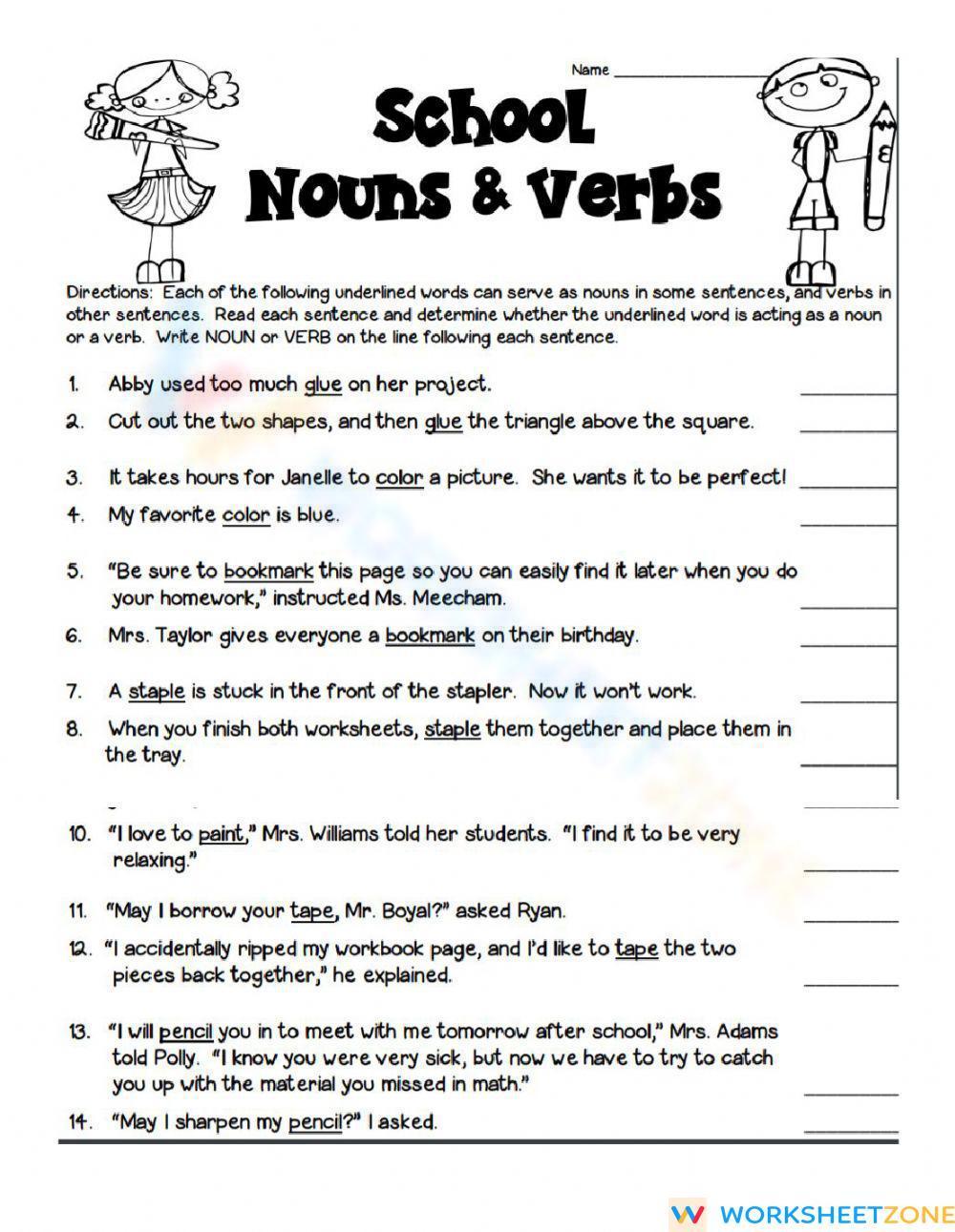 90 Noun And Verb Worksheets 81