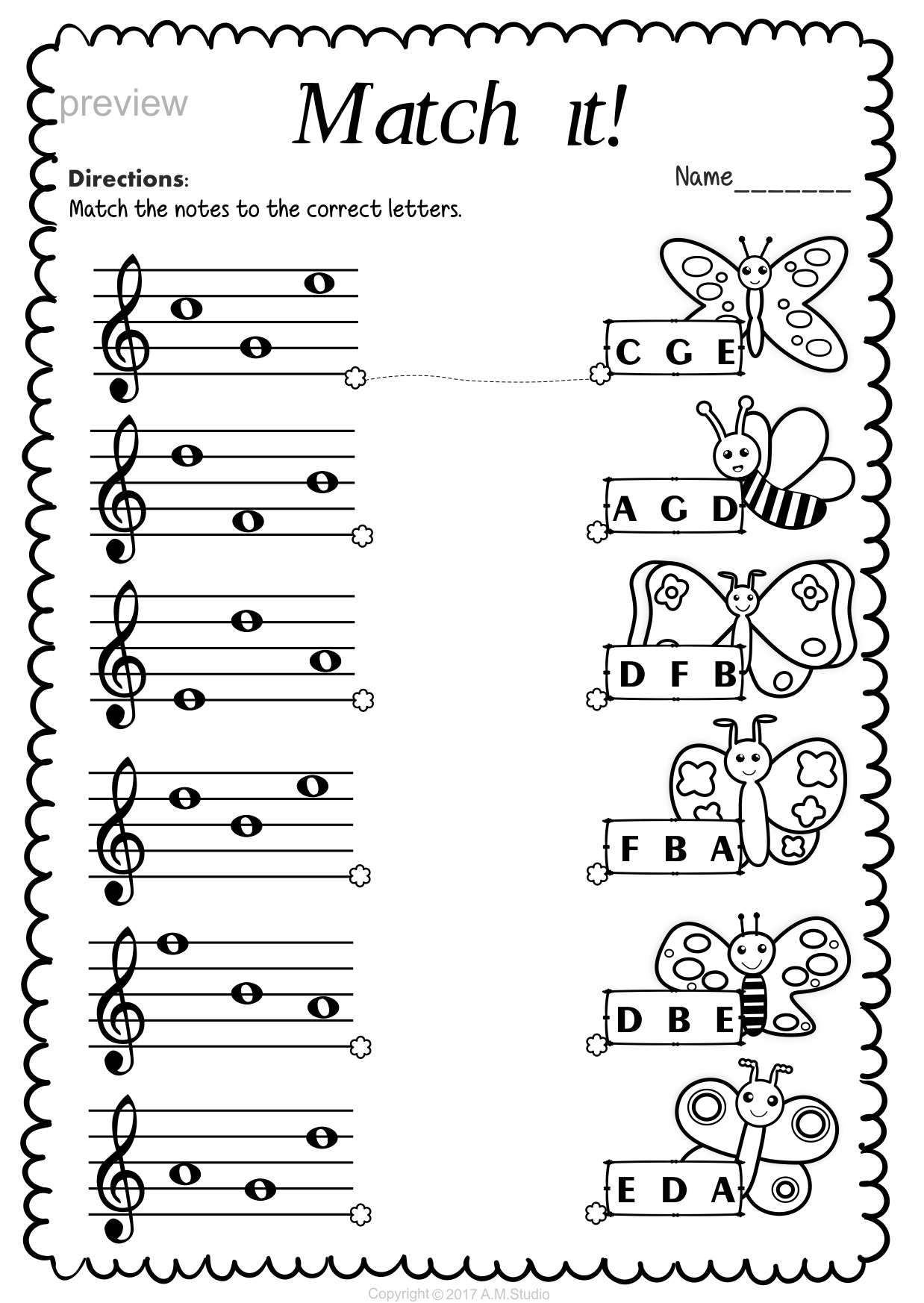 90 Printable Name The Notes Worksheet 43