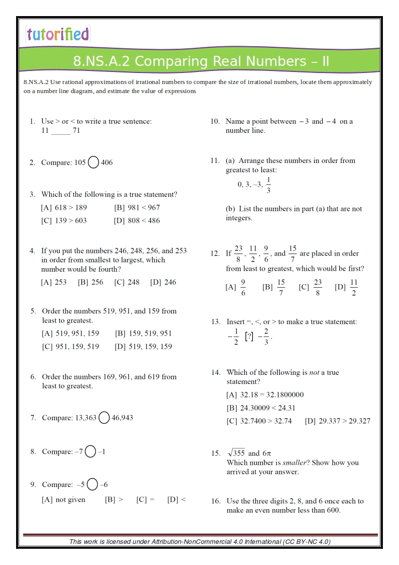 90 Printable Real Number System Worksheet 24