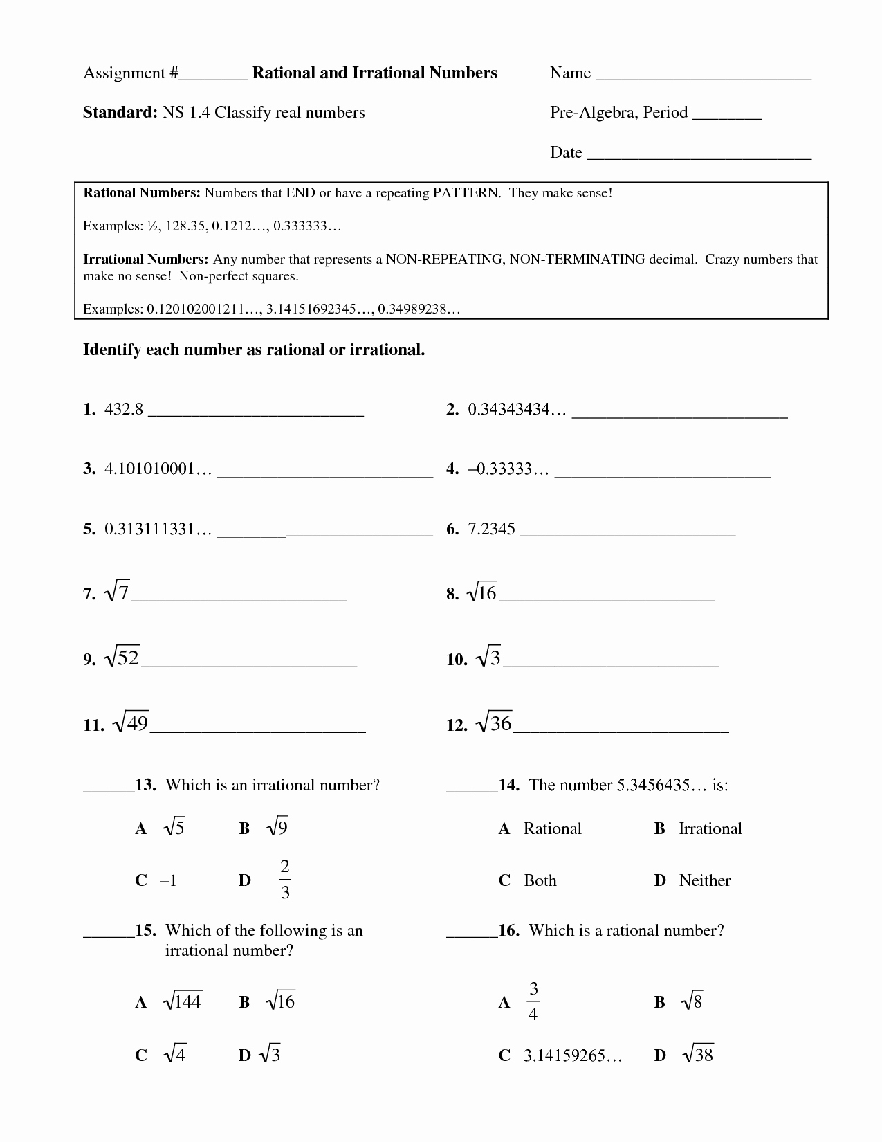 90 Printable Real Number System Worksheet 57