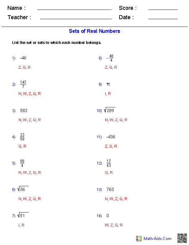 90 Printable Real Number System Worksheet 77