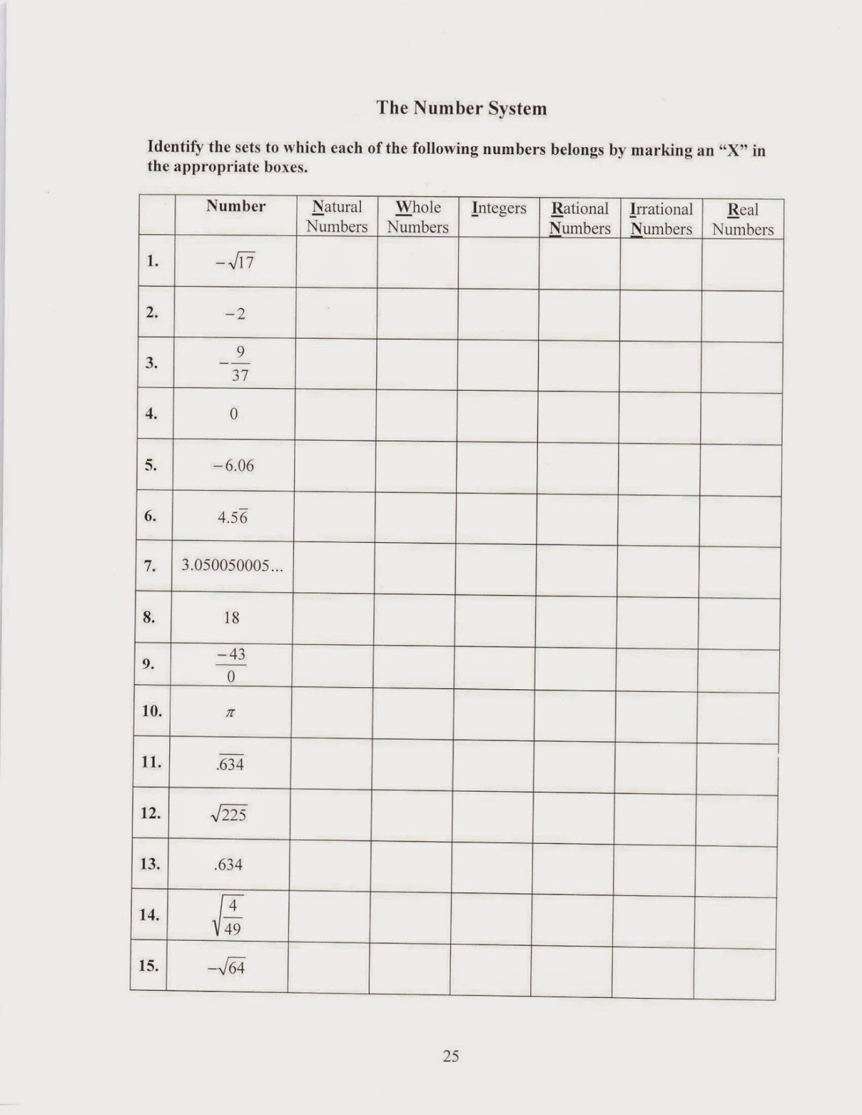 90 Printable Real Number System Worksheet 80