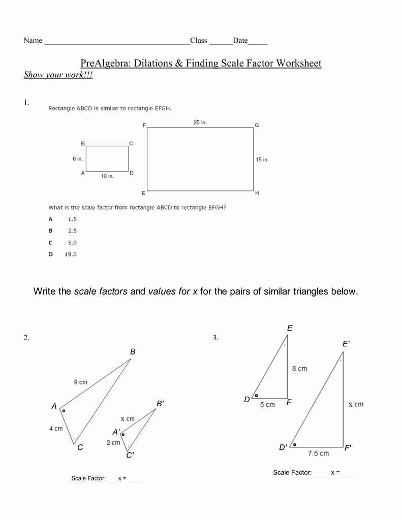 90 Printable Scale Factor Worksheet Pdf 63