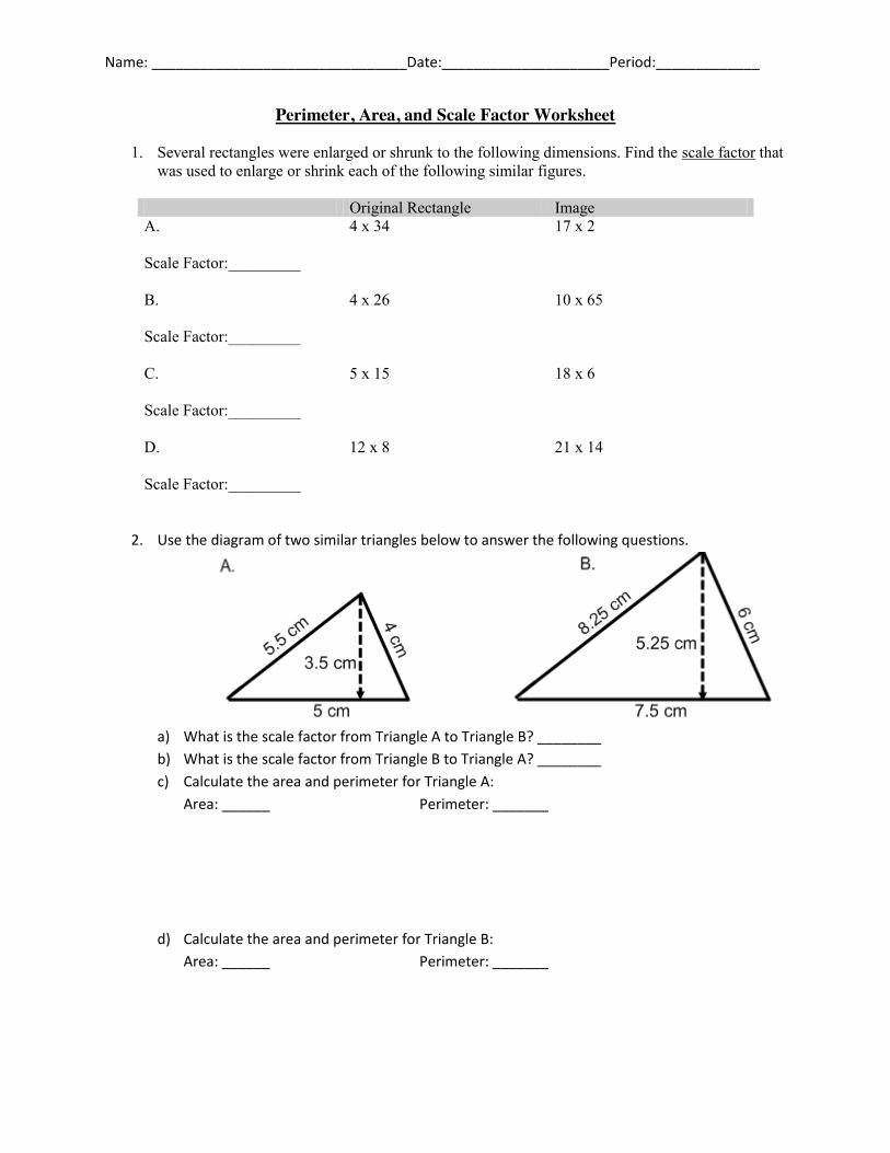 90 Printable Scale Factor Worksheet Pdf 84