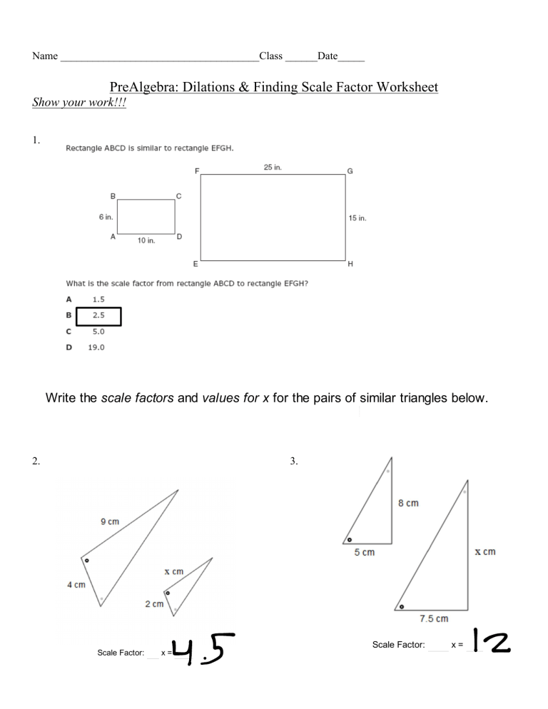 90 Printable Scale Factor Worksheet Pdf 90