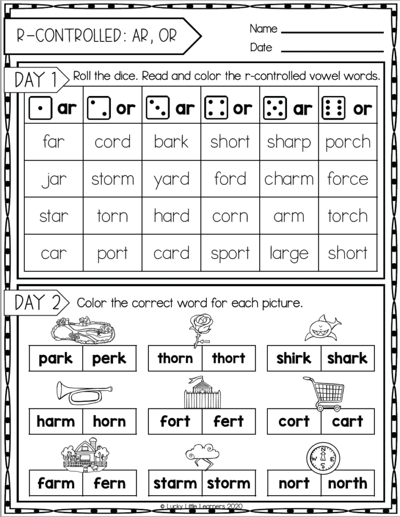 90 R Controlled Vowels Worksheet 2